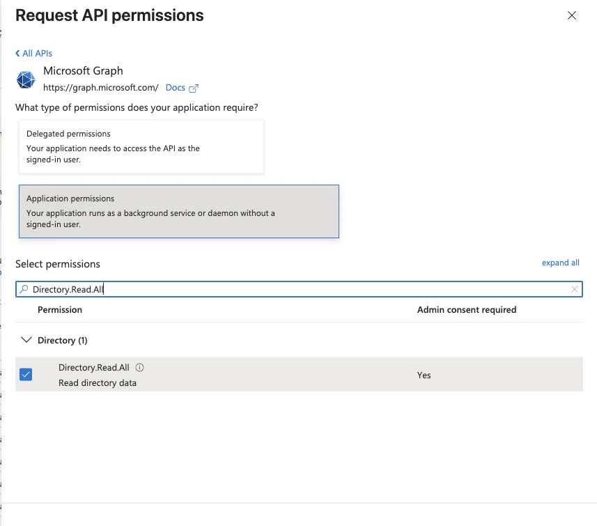 Add Directory.Read.All as an application permission