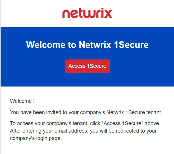 1Secure Invitation Email