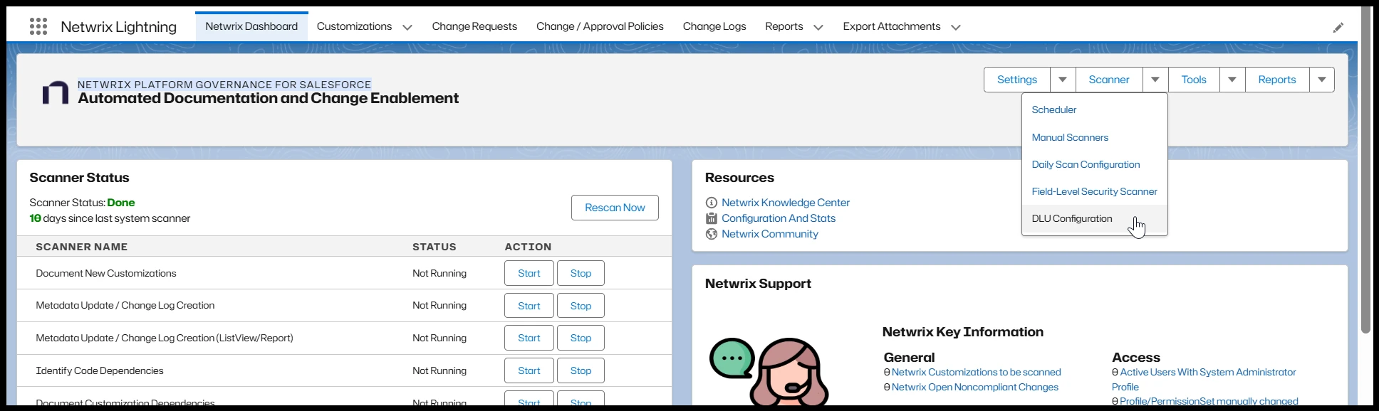 DLU Configuration Menu