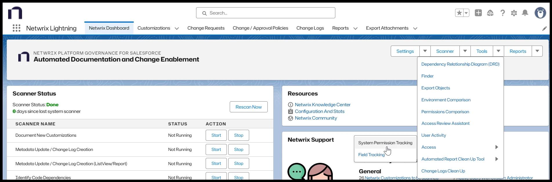 System Permission Tracking Menu