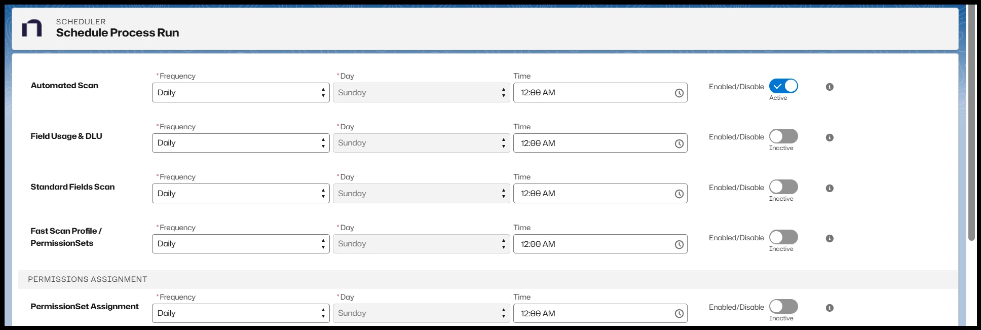DLU Scheduler Configuration
