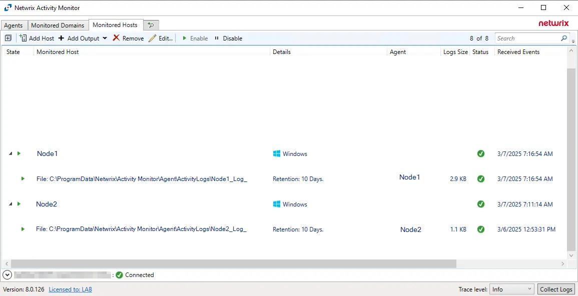 Single Role WinCluster Monitored Hosts
