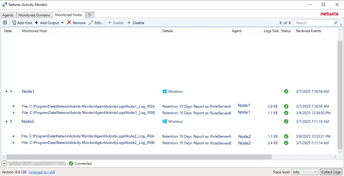 Multi Role WinCluster Monitored Hosts