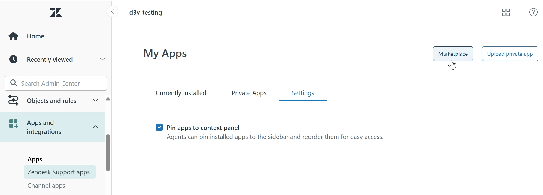 Zendesk App Menu