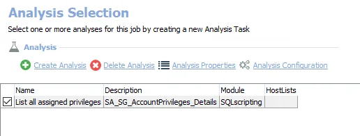 Analysis Tasks for the SG_AccountPrivileges Job