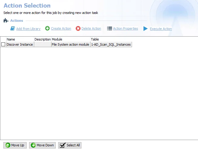 Action Selection page