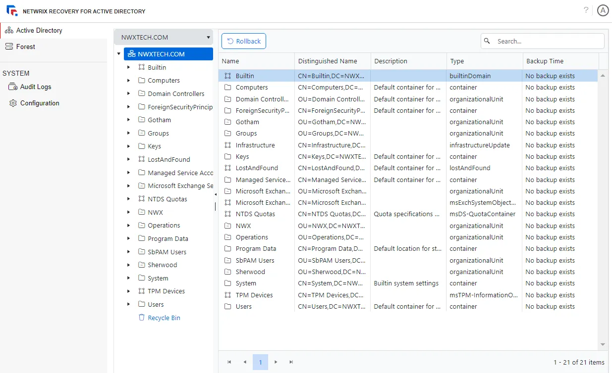 Active Directory page