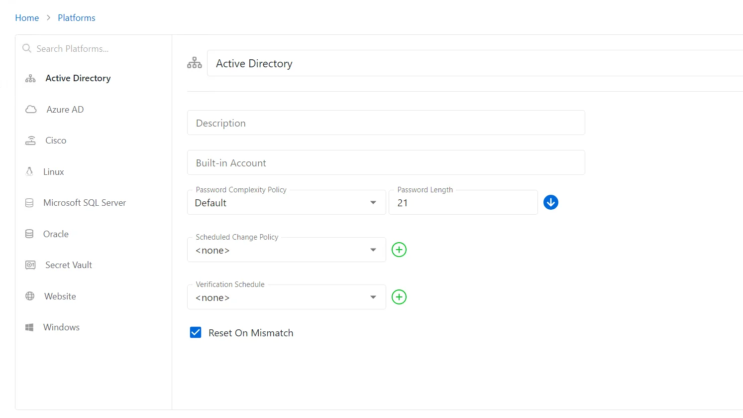 Active Directory Platform Configuration