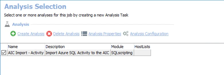 3-AzureSQL_ActivityScan Job - Analysis Selection
