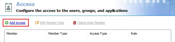 Add Access option on Access page