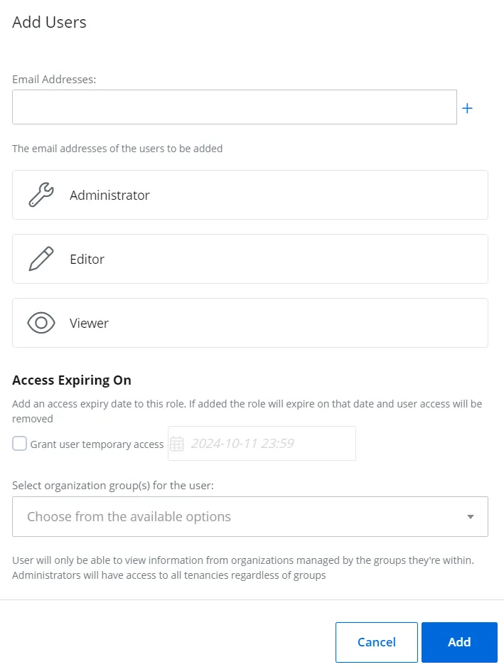 Add Users pane