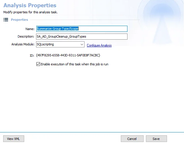 Analysis Properties Page