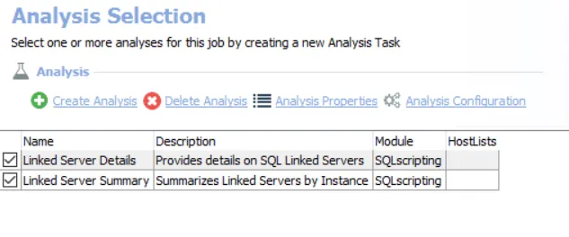 Analysis Selection