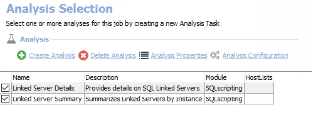 Analysis Selection