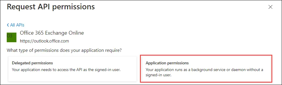 Application permissions tab
