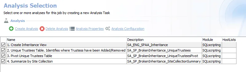 Analysis Tasks for the SP_BrokenInheritance Job