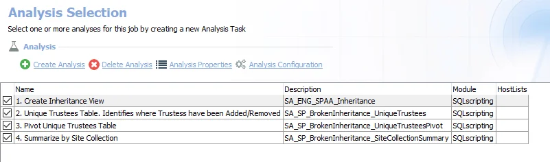 Analysis Tasks for the SP_BrokenInheritance Job