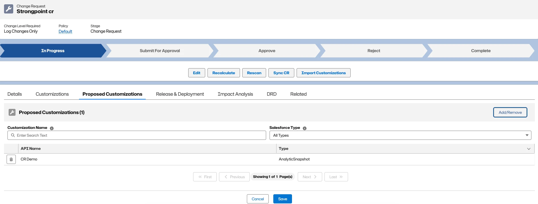 Proposed Customizations section