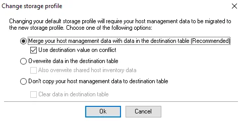 Change storage profile window