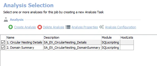 Analysis Tasks for the EX_CircularNesting Job