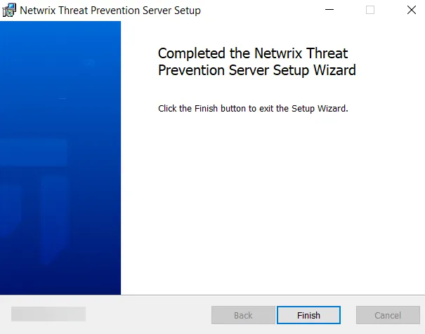 Threat Prevention Server Setup wizard – Completed page