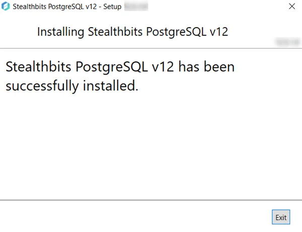 Stealthbits PostgreSQL v12 Setup Wizard on the Completed Successfully page