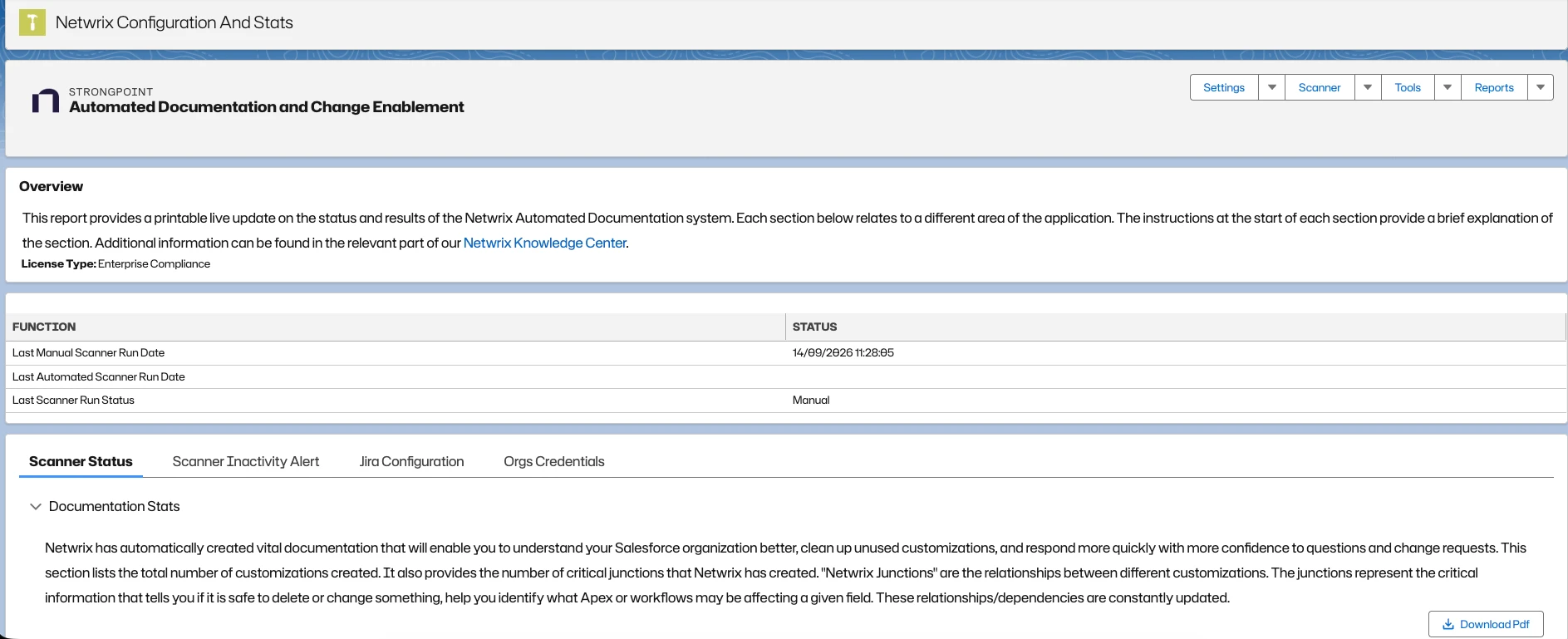 Configuration and Stats report