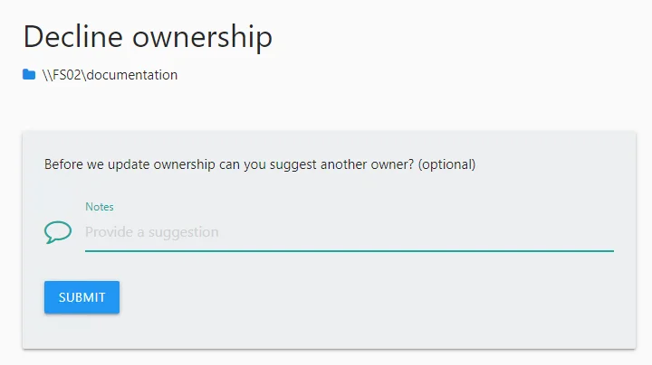 Ownership declined browser message