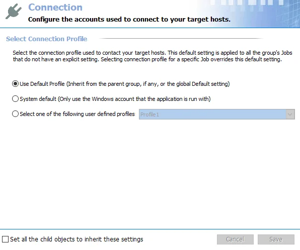 Job Group Connection Settings