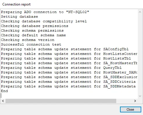 Connection report