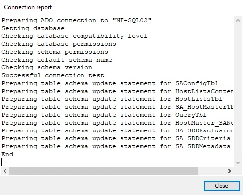 Connection report