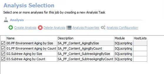 Analysis Tasks for the PF_Content Job