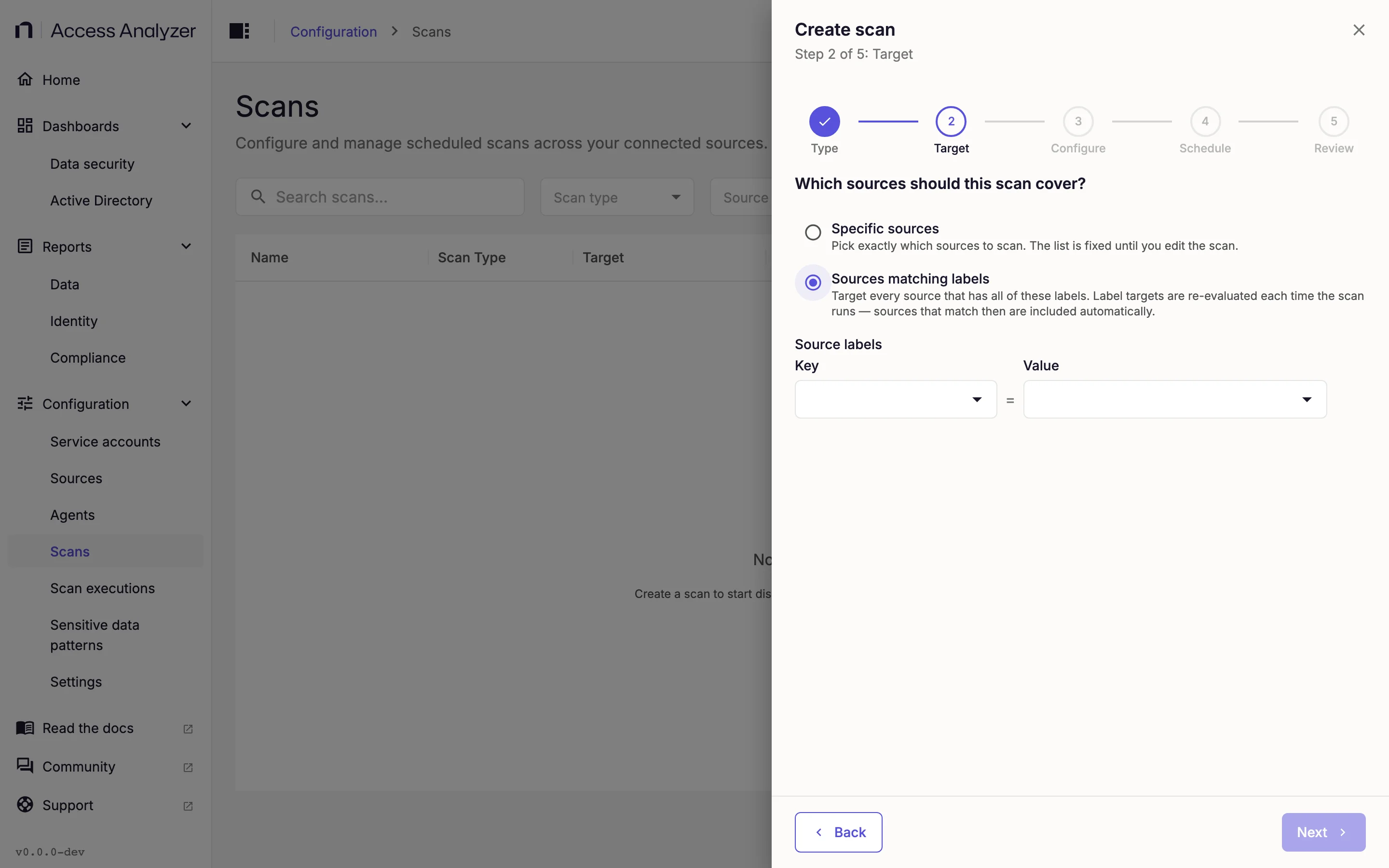 Create scan step 2 with label key/value selectors