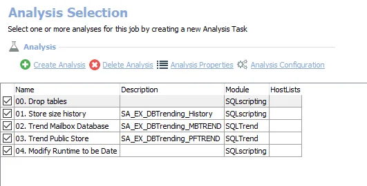 Analysis Tasks for the EX_DBTrending Job