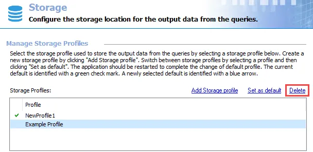 Delete Storage Profile option