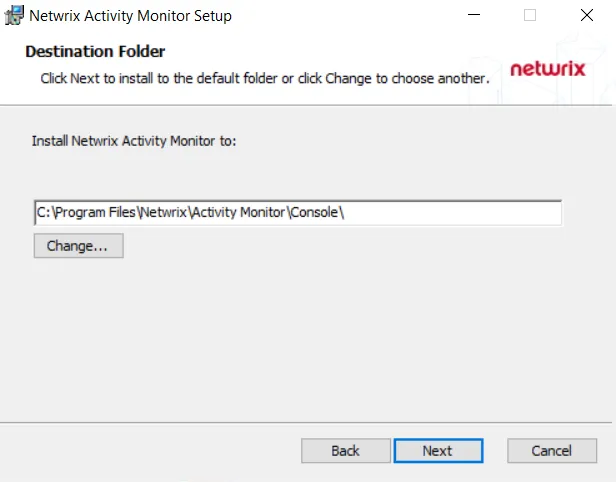 Destination Folder Page
