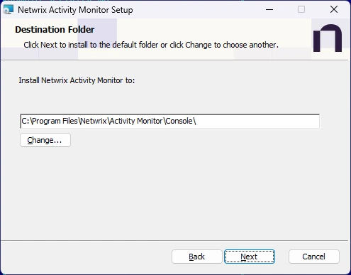 Destination Folder Page