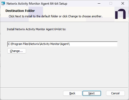 Destination Folder Page