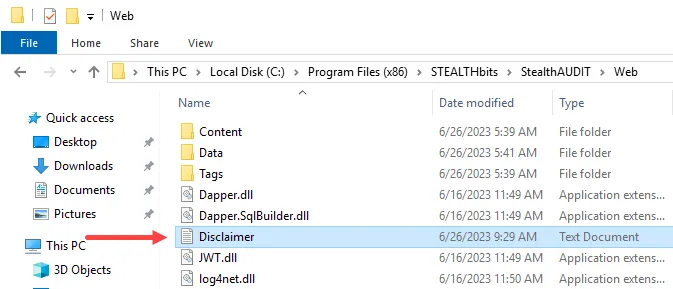 Disclaimer.txt file added to the Web folder