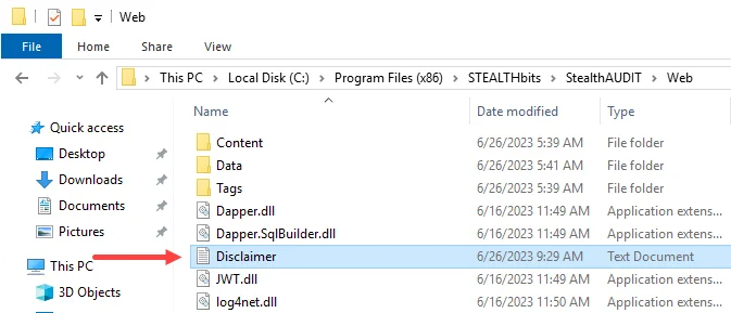 Disclaimer.txt file added to the Web folder