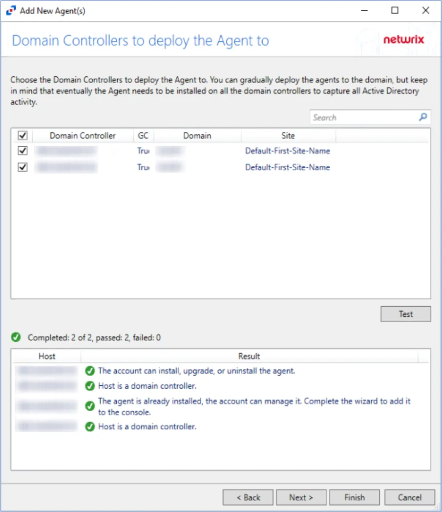 Domain Controllers to Deploy Agent