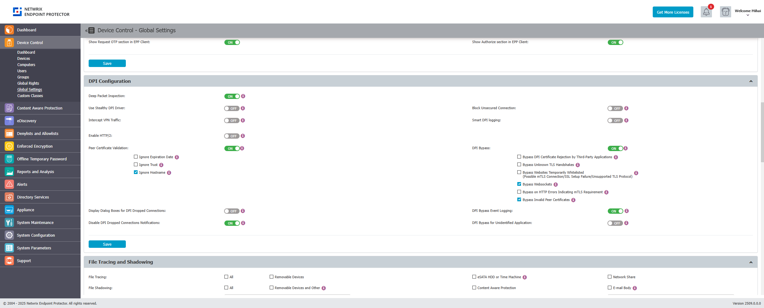 If enabled, network and browser traﬃc can be inspected for content