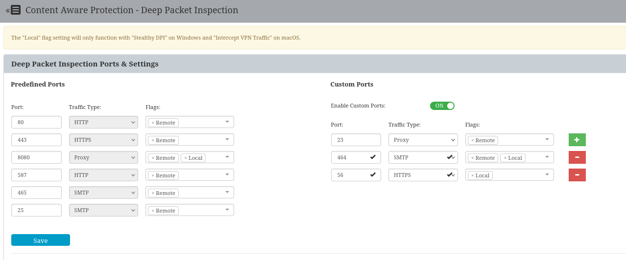 Deep Packet Inspection Ports and Settings
