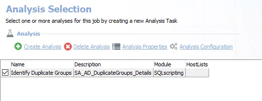 Analysis Task for the AD_DuplicateGroups Job