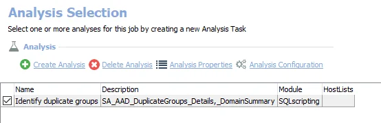 Anaylsis tasks for AAD_DuplicateGroups Job