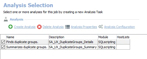 Analysis Tasks for the UX_DuplicateGroups Job