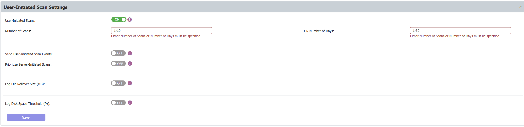 eDiscovery User Initiated Scan