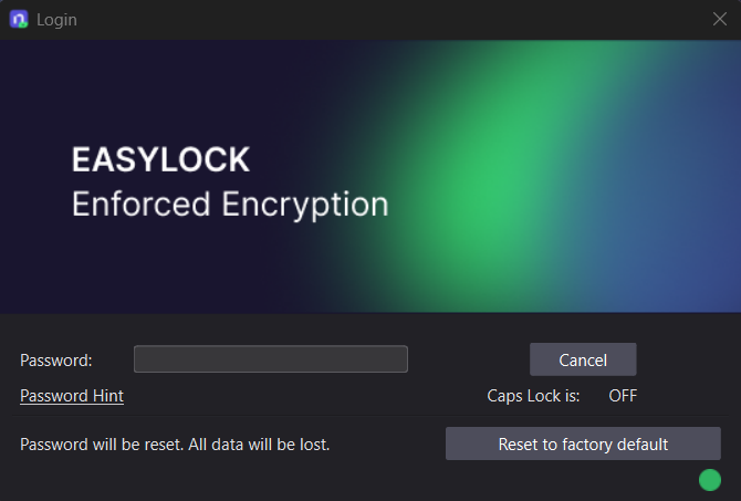 Enforced Encryption splash screen login