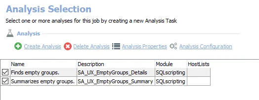 Analysis Tasks for the UX_EmptyGroups Job