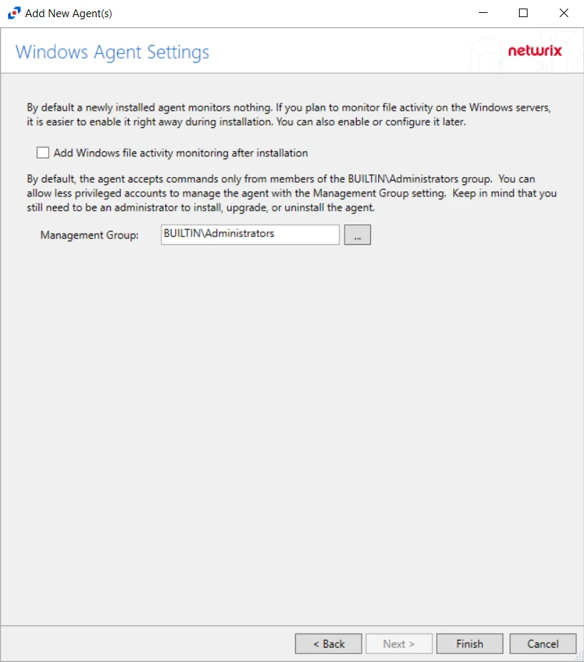 Windows Agent Settings